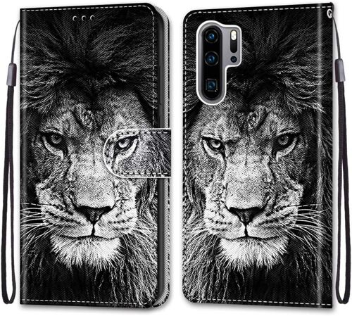 Coque Pour Huawei P30 Pro, Etui En Cuir Pu Portefeuille Housse Coque Avec 360 Degres Silicone Antichoc Protection Cover Cuir Pochette Magnetique Und Flip Bequille (Lion)