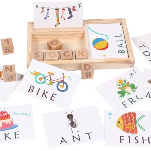 Jeu D'orthographe En Bois Montessori Pour Enfants, Apprentissage Des Mots, Dessin Animé, Animaux, Puzzle, Jeu Éducatif Précoce