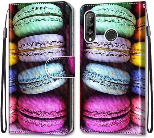 Coque Pour Huawei P30 Lite, Etui En Cuir Pu Portefeuille Housse Coque Avec 360 Degres Silicone Antichoc Protection Cover Cuir Pochette Magnetique Und Flip Bequille (Macarons)