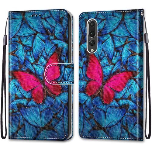 Coque Pour Huawei P20 Plus / P20 Pro, Etui En Cuir Pu Portefeuille Housse Coque Avec 360 Degres Silicone Antichoc Protection Cover Cuir Pochette Magnetique Und Flip Bequille (Papillon)