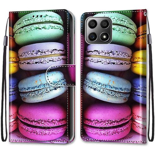 Coque Pour Huawei Honor X8 4g / X30i, Etui En Cuir Pu Portefeuille Housse Coque Avec 360 Degres Silicone Protection Cover Cuir Pochette Magnetique Und Flip Bequille (Macarons)