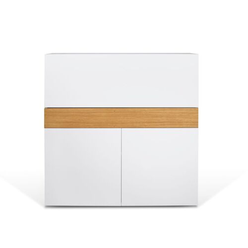 Bureau FOCUS Blanc et Chêne naturel 110 X 109 - TEMAHOME