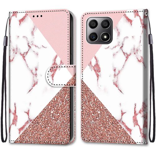 Coque Pour Huawei Honor X8 4g / X30i, Etui En Cuir Pu Portefeuille Housse Coque Avec 360 Degres Silicone Protection Cover Cuir Pochette Magnetique Und Flip Bequille (Marbre)