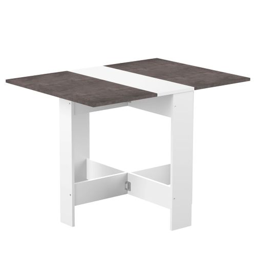 Table Pliante Papillon Blanc Et Béton 103 X 76 - Symbiosis