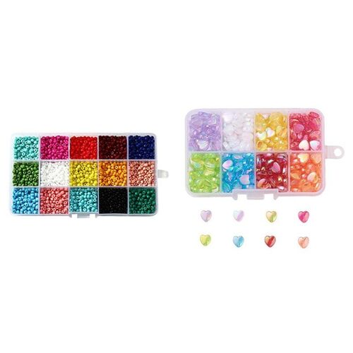 Multicolore 3mm Poney Perles De Rocaille En Verre & 8 Couleur Transparent Perles Bricolage Fait Main Matériel Acrylique Perles En Forme De Coeur