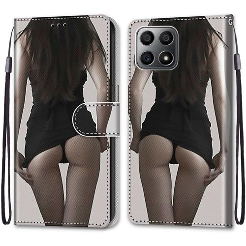 Coque Pour Huawei Honor X8 4g / X30i, Etui En Cuir Pu Portefeuille Housse Coque Avec 360 Degres Silicone Protection Cover Cuir Pochette Magnetique Und Flip Bequille (Fille Sexy)