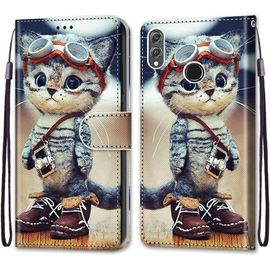 Coque Pour Huawei Honor 8x, Etui En Cuir Pu Portefeuille Housse Coque Avec 360 Degres Silicone Antichoc Protection Cover Cuir Pochette Magnetique Und Flip Bequille (Chat 1)