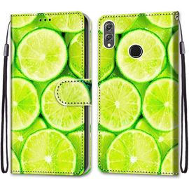 Coque Pour Huawei Honor 8x, Etui En Cuir Pu Portefeuille Housse Coque Avec 360 Degres Silicone Antichoc Protection Cover Cuir Pochette Magnetique Und Flip Bequille (Citron)