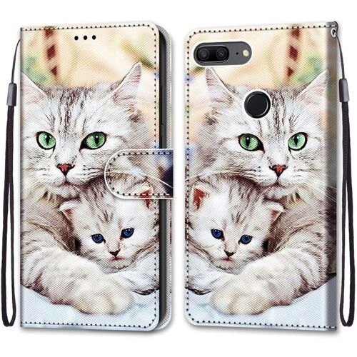 Coque Pour Huawei Honor 9 Lite, Etui En Cuir Pu Portefeuille Housse Coque Avec 360 Degres Silicone Antichoc Protection Cover Cuir Pochette Magnetique Und Flip Bequille (Chats 2)