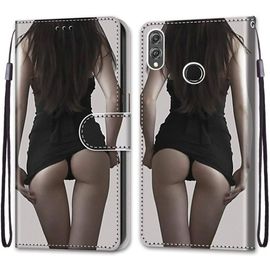 Coque Pour Huawei Honor 8x, Etui En Cuir Pu Portefeuille Housse Coque Avec 360 Degres Silicone Antichoc Protection Cover Cuir Pochette Magnetique Und Flip Bequille (Fille Sexy)