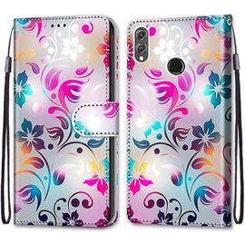 Coque Pour Huawei Honor 8x, Etui En Cuir Pu Portefeuille Housse Coque Avec 360 Degres Silicone Antichoc Protection Cover Cuir Pochette Magnetique Und Flip Bequille (Fleur 1)
