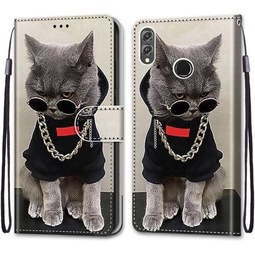 Coque Pour Huawei Honor 8x, Etui En Cuir Pu Portefeuille Housse Coque Avec 360 Degres Silicone Antichoc Protection Cover Cuir Pochette Magnetique Und Flip Bequille (Chats 3)
