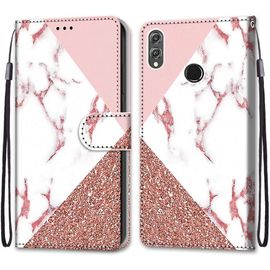 Coque Pour Huawei Honor 8x, Etui En Cuir Pu Portefeuille Housse Coque Avec 360 Degres Silicone Antichoc Protection Cover Cuir Pochette Magnetique Und Flip Bequille (Marbre)