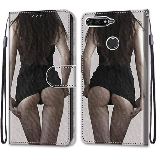 Coque Pour Huawei Y6 2018 / Honor 7a, Etui En Cuir Pu Portefeuille Housse Coque Avec 360 Degres Silicone Antichoc Protection Cover Cuir Pochette Magnetique Und Flip Bequille (Fille Sexy)
