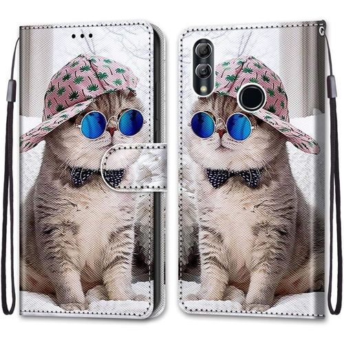 Coque Pour Huawei Honor 10 Lite, Etui En Cuir Pu Portefeuille Housse Coque Avec 360 Degres Silicone Antichoc Protection Cover Cuir Pochette Magnetique Und Flip Bequille (Chats 4)