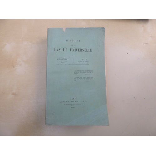 Esperanto, Volapuk: Histoire De La Langue Universelle, 1903, Couturat, Leau.Rare
