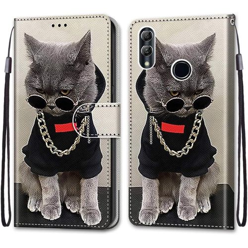 Coque Pour Huawei Honor 10 Lite, Etui En Cuir Pu Portefeuille Housse Coque Avec 360 Degres Silicone Antichoc Protection Cover Cuir Pochette Magnetique Und Flip Bequille (Chats 3)