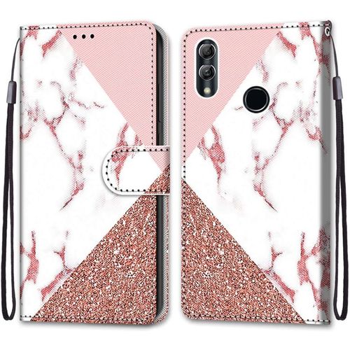 Coque Pour Huawei Honor 10 Lite, Etui En Cuir Pu Portefeuille Housse Coque Avec 360 Degres Silicone Antichoc Protection Cover Cuir Pochette Magnetique Und Flip Bequille (Marbre)