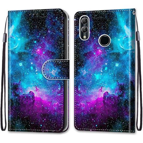 Coque Pour Huawei Honor 10 Lite, Etui En Cuir Pu Portefeuille Housse Coque Avec 360 Degres Silicone Antichoc Protection Cover Cuir Pochette Magnetique Und Flip Bequille (Ciel Etoile)