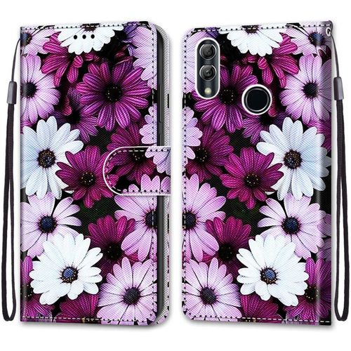 Coque Pour Huawei Honor 10 Lite, Etui En Cuir Pu Portefeuille Housse Coque Avec 360 Degres Silicone Antichoc Protection Cover Cuir Pochette Magnetique Und Flip Bequille (Fleur 2)