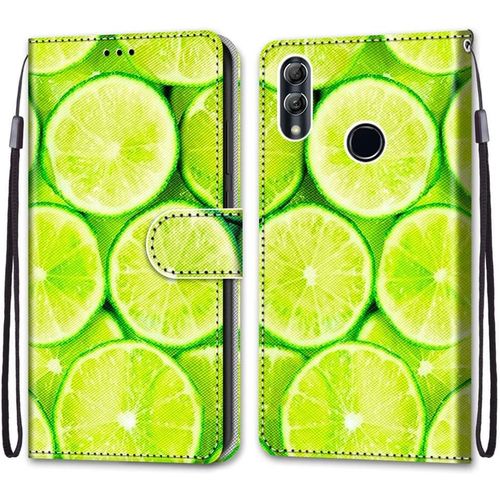 Coque Pour Huawei Honor 10 Lite, Etui En Cuir Pu Portefeuille Housse Coque Avec 360 Degres Silicone Antichoc Protection Cover Cuir Pochette Magnetique Und Flip Bequille (Citron)