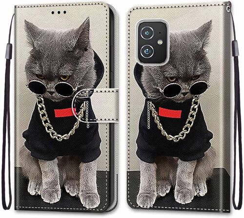 Coque Pour Asus Zenfone 8 / Zs590ks / 8z, Etui En Cuir Pu Portefeuille Housse Coque Avec 360 Degres Silicone Protection Cover Cuir Pochette Magnetique Und Flip Bequille (Chats 3)