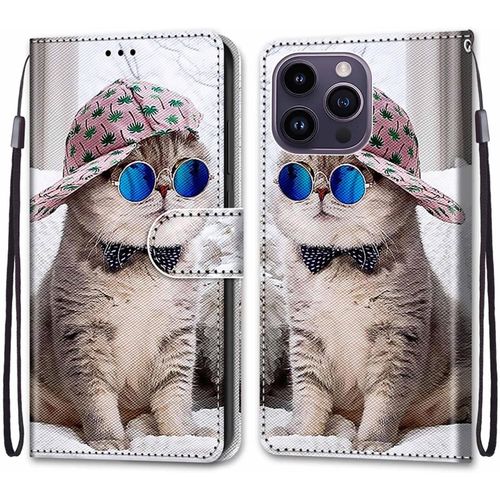 Coque Pour Iphone 14 Pro Max (6,7 Pouces), Etui En Cuir Pu Portefeuille Housse Coque Avec 360 Degres Silicone Protection Cover Cuir Pochette Magnetique Und Flip Bequille (Chats 4)