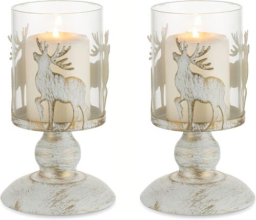 Kalanka-Vintage Cerf Bougeoirs Chandelier - Decorative Renne Bougeoirs En Métal Pour Centre De Table À Manger Cheminée Mantel Noel Fête Cheminée Salle À Manger Salon Ornement De Maison