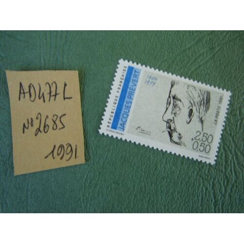 Ad 477 L // Timbre France Neuf 1991*N° 2685 "Jacques Prévert "