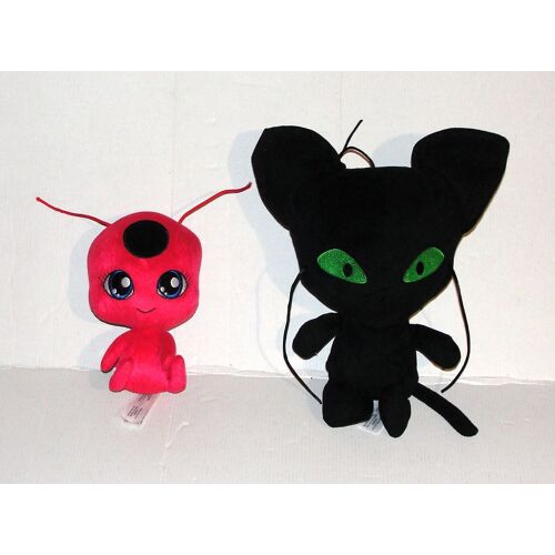 Peluche Miraculous Les Aventures De Lady Bug - Lot 2 Doudou Chat Plagg Et Tikki Bandai