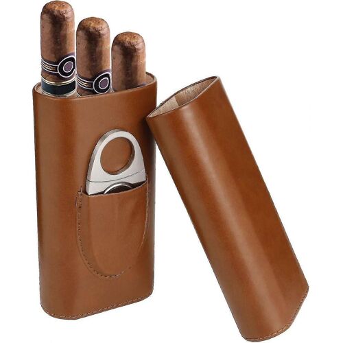 2024 Nouveau cadeau pour père, cave à cigares avec 3 cigares, cave à cigares en cuir avec coupe-cigare, cave à cigares portable et ciga