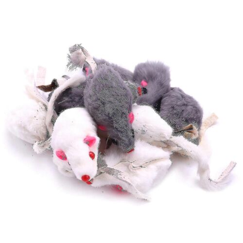 Vrai Lapin Fourrure Souris Chat Jouets Jouets Pour Animaux Jouets Pour Enfants 12-Pack