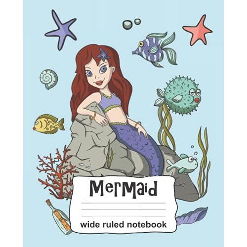 Mermaid Wide Ruled Notebook: 120 Pages 7.5"X9.25" Composition Notepad For Girls Of All Ages