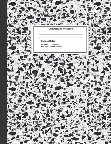 Recycled Terrazzo Composition Notebook: College Ruled 8.5x11 In 110 P: Original Design Notebook/ Composition Note Book For Student / Cute Pattern Cover