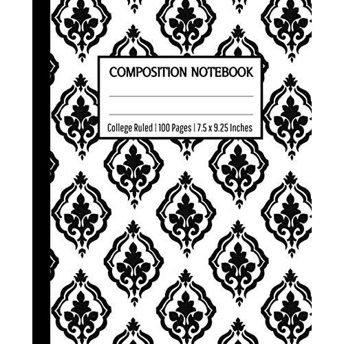College Ruled Composition Notebook: Lined Journal Notebook | 7.5 X 9.25 Inches 100 Pages | Chic Black And White Pattern Design Cover