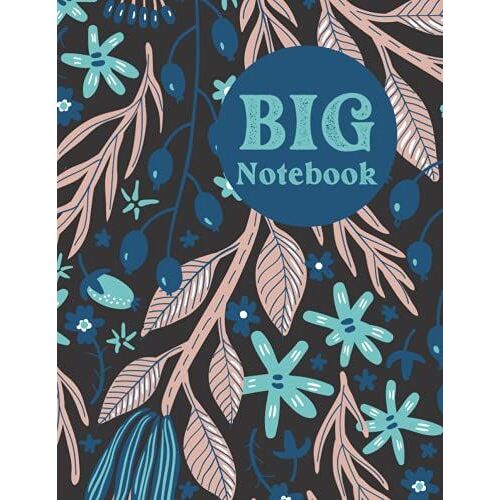 Big Notebook By I Like It! Designs | Perfect For Writers/Authors/Creators/Artists/Researchers; Aqua Navy Mauve Leave Design: Giant Notebook 8.5x11", ... Pages With Page Numbers And Table Of Contents