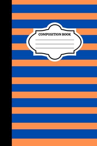 Composition Notebook: Stripes Collection: Beautiful Orange & Blue Striped Composition Notebook - College Ruled 120 Pages - 6x9 (Stripes Design #3)