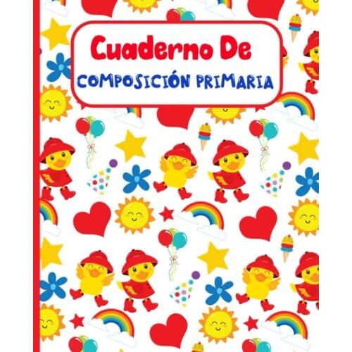 Cuaderno De Composicion Primaria: Papel De Escribir Con Líneas Para Preescolares, Los Grados K-2 Cuaderno De Composición De Rayas Anchas Para Niños, Niñas
