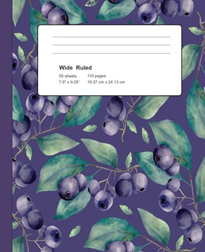 Blueberry Composition Notebook: College Ruled Line Paper | Fun Blueberries Print | Great Gift For Boys & Girls, Womens & Mens, Teachers & Students