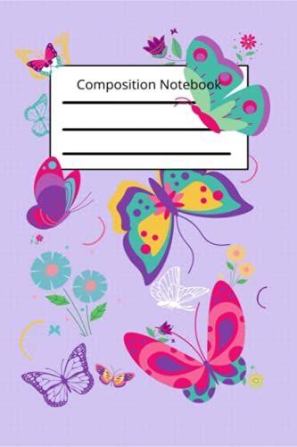 Composition Notebook: Cute Lavender Butterfly Design, Wide-Ruled And Lined Composition Notebook, Diary Notebook For Girls & Women, Writing Notes