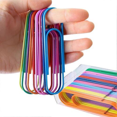 100mm Clips Colorés Grand, Photway Pack De 30 Vinyle Brillant Enduit Jumbo Paper Clips Pour Papiers Fournitures De Bureau Scolaires