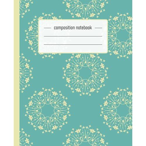 Aesthetic Floral Composition Notebook: Linen White, Wide Ruled, 200 Numbered Pages With Index (7.5x9.25)