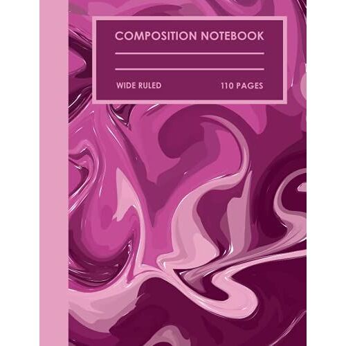 Composition Notebook: Purple Liquid Marble Glitter Composition Notebook | Writing Journal And Sketch Book For Kids, Adults, Students, Teachers, School Supplies | Wide Ruled Lined Paper , 110 Pages
