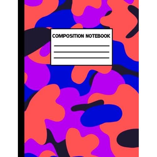 Camouflage Composition Book: Purple Blue Orange Camo 9 3/4 X 7 1/2 Composition Book 100 Pages, College-Ruled Lined Notebook, For Kids, Teens, Adults