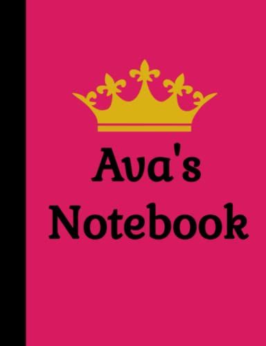 Princess Composition Book: Personalized For Ava: 100 Wide-Ruled Pages, Glossy Hot Pink Cover