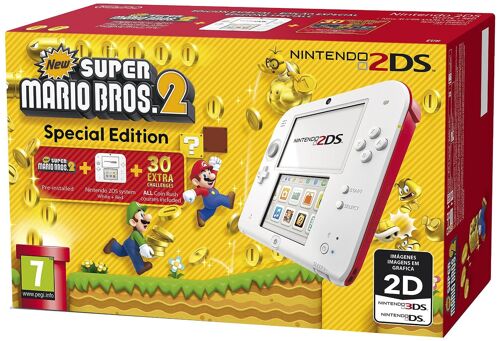 Nintendo 2ds Blanc et rouge + New Super Mario Bros. 2 - Édition Spéciale