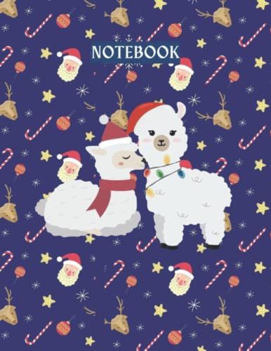 Cute Llama Santa Lined Notebook: Lined Notebook Journal For Kids To Write In And Jotting Down, Llama Santa Christmas Themed Cover