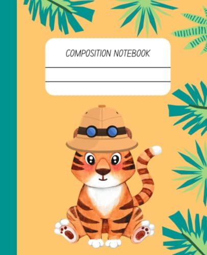 Composition Notebook: Beautiful College-Ruled Notebook For Kids/Safari Theme/Tiger Cub