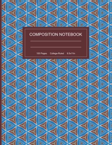 Composition Notebook: Blue Pattern Triangle Design 8.5"X11", College Ruled, 100 Pages