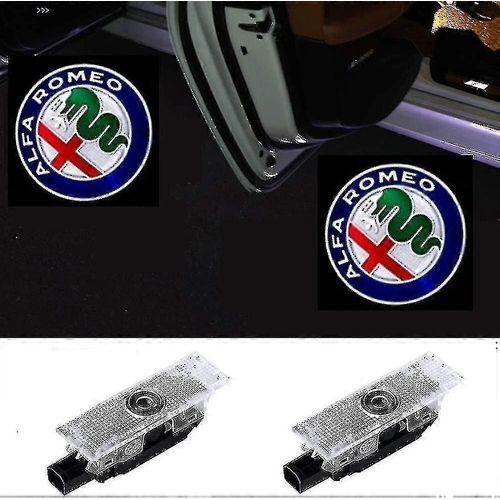 2 Pack De Porte De Voiture Lumières Logo Projecteur Fantôme Lumières De Flaque D'eau Bienvenue Emblème Lampe Pour Alfa Romeo